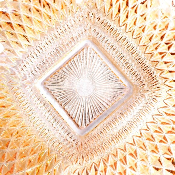 Indiana Glass Company Diamond Point Square Iridescent Marigold Carnival Glass Di - Picture 4 of 7